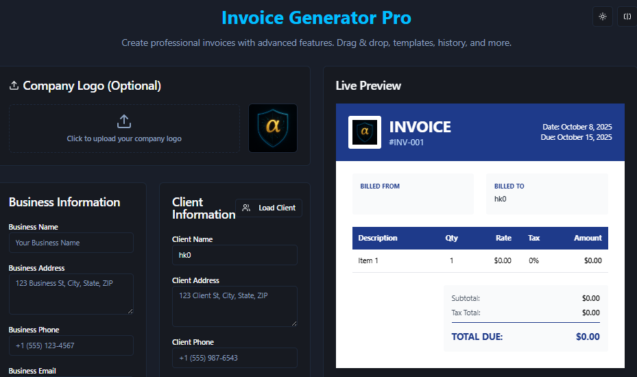 Invoice Generator Preview