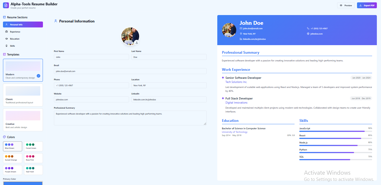 Resume Builder Preview